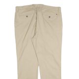 TOMMY HILFIGER Mens Cotton Beige Slim Straight Trousers W36 L30 Casual Smart