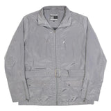BRUGI Womens Grey Lightweight Jacket L Polyester Blend Zip Belted Casual