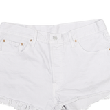 LEVI'S Womens White Cotton Blend Casual Shorts XL W32 Frayed Hem Denim Style