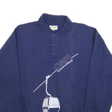 SWITCHER Mens Navy Blue Construction Logo Collared XL Cotton Blend Sweatshirt