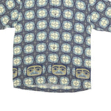 BUGLE BOY Mens Blue & Cream Abstract Pattern Short Sleeve Shirt M Summer Casual