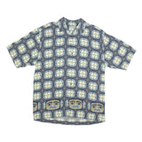 BUGLE BOY Mens Blue & Cream Abstract Pattern Short Sleeve Shirt M Summer Casual