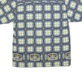 BUGLE BOY Mens Blue & Cream Abstract Pattern Short Sleeve Shirt M Summer Casual