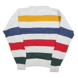 TODAYS NEWS Womens White Yellow & Blue Red & Green Patterned Jumper Crew Neck