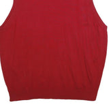 CHAPS Mens Red Plain Pullover V-Neck Basic Knit 2XL Cotton Sleeveless Jumper