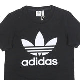 ADIDAS Womens Black Logo Graphic T-Shirt UK 6 Short Sleeve Crew Neck Cotton