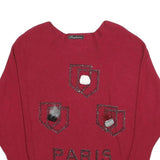 FASHION Womens Red Patterned Crew Neck Basic Knit M Paris Boutique Jumper