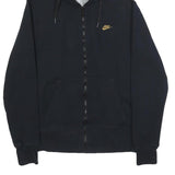 NIKE Womens Black Hoodie M Zip Up Gold Logo Casual Cotton Blend