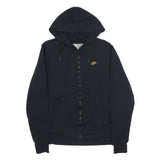 NIKE Womens Black Hoodie M Zip Up Gold Logo Casual Cotton Blend
