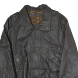 JOSHUOROS Mens Black Leather Zip Jacket M Classic Motorbike Style