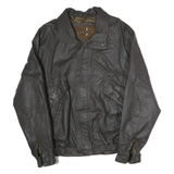 JOSHUOROS Mens Black Leather Zip Jacket M Classic Motorbike Style