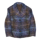 Womens Blue Brown Check Button Jacket XS Polyester Blend Classic Casual