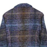 Womens Blue Brown Check Button Jacket XS Polyester Blend Classic Casual