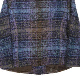 Womens Blue Brown Check Button Jacket XS Polyester Blend Classic Casual