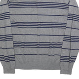 CHAPS Mens Grey & Navy Patterned Cotton Blend Jumper 1/4 Zip Regular 2XL