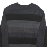 CALVIN KLEIN Mens Black & Grey Patterned Wool Blend Jumper Crew Neck Basic Knit