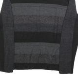CALVIN KLEIN Mens Black & Grey Patterned Wool Blend Jumper Crew Neck Basic Knit