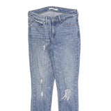 LEVI'S 711 Womens Jeans Blue Slim Skinny Denim Medium W25 L30 Distressed