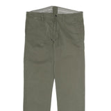 MARLBORO Mens Cotton Khaki Regular Straight Trousers W36 L31 Classic Zip Closure