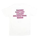 HANES Mens White Cotton Blend Graphic T-Shirt M Short Sleeve Crew Neck Screw