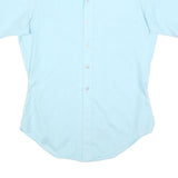 SEARS Mens Blue Plain Shirt XL Polyester Blend Button Collar Short Sleeve