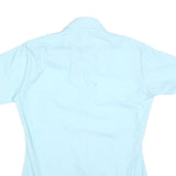SEARS Mens Blue Plain Shirt XL Polyester Blend Button Collar Short Sleeve