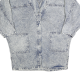 Womens Blue Cotton Blend Denim Jacket XL Button Closure Plain Vintage Style
