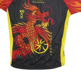 VOLER Mens Black & Yellow Graphic Cycling T-Shirt L Short Sleeve Crew Neck Flame