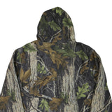 Mens Camo Print Green Brown Polyester Hooded Zip Jacket XL Fleece Casual