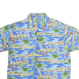 BIG DOGS Mens Blue Hawaiian Cotton Shirt L Tropical Island Print Beach Style