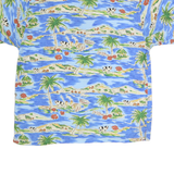 BIG DOGS Mens Blue Hawaiian Cotton Shirt L Tropical Island Print Beach Style