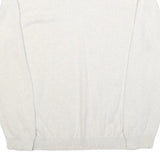 CHAPS Mens White & Navy Plain Cotton Crew Neck Basic Knit Jumper M