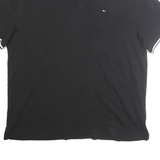TOMMY HILFIGER Mens Black White Trim Polo Shirt XL Cotton Classic Logo