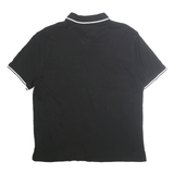 TOMMY HILFIGER Mens Black White Trim Polo Shirt XL Cotton Classic Logo