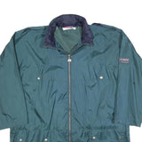 JEANTEX Mens Green & Navy Zip Up Jacket L Polyester Lightweight Casual