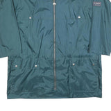 JEANTEX Mens Green & Navy Zip Up Jacket L Polyester Lightweight Casual