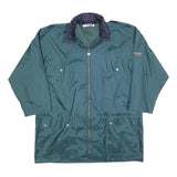 JEANTEX Mens Green & Navy Zip Up Jacket L Polyester Lightweight Casual