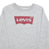 LEVI'S Womens Grey Cotton Blend Crew Neck Sweatshirt M Logo Print Casual