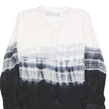 RELIGION Womens Black & White Tie Dye Shirt Long Sleeve Crew Neck XS Stylish