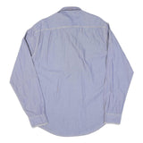 NAPAPIJRI Mens Blue & White Striped Cotton Blend Shirt L Casual Long Sleeve
