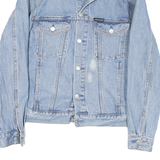CALVIN KLEIN JEANS Mens Blue Denim Jacket L Cotton Blend Button Classic