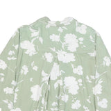 Womens Green & White Floral Cotton Blend Shirt Long Sleeve Collared M