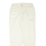 UPTODATE Womens Relaxed White Cotton Blend Trousers W30 L30 Zip Casual Comfort