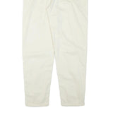 UPTODATE Womens Relaxed White Cotton Blend Trousers W30 L30 Zip Casual Comfort