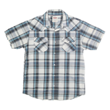 LEVI'S Mens Blue & Grey Check Shirt M Casual Cotton Blend Short Sleeve
