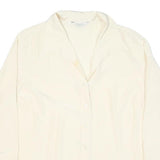 GUILO GALANTI Womens Cream Satin Shirt Long Sleeve Collared Blouse L Lightweight