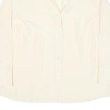 GUILO GALANTI Womens Cream Satin Shirt Long Sleeve Collared Blouse L Lightweight
