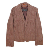 OLIVIER STRELLI Womens Brown Wool Blend Jacket UK 16 Woven Classic Blazer