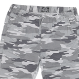 SKATE NATION Mens Shorts Grey Camouflage Casual M W32 Drawstring Cotton Blend