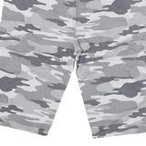SKATE NATION Mens Shorts Grey Camouflage Casual M W32 Drawstring Cotton Blend